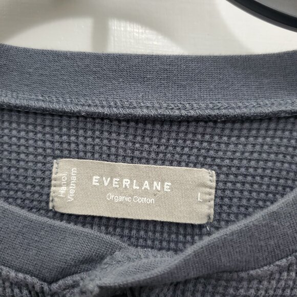 Everlane Men's Slate Blue Organic Cotton Waffle‎ Knit Henley Pullover Size L - Picture 3 of 5